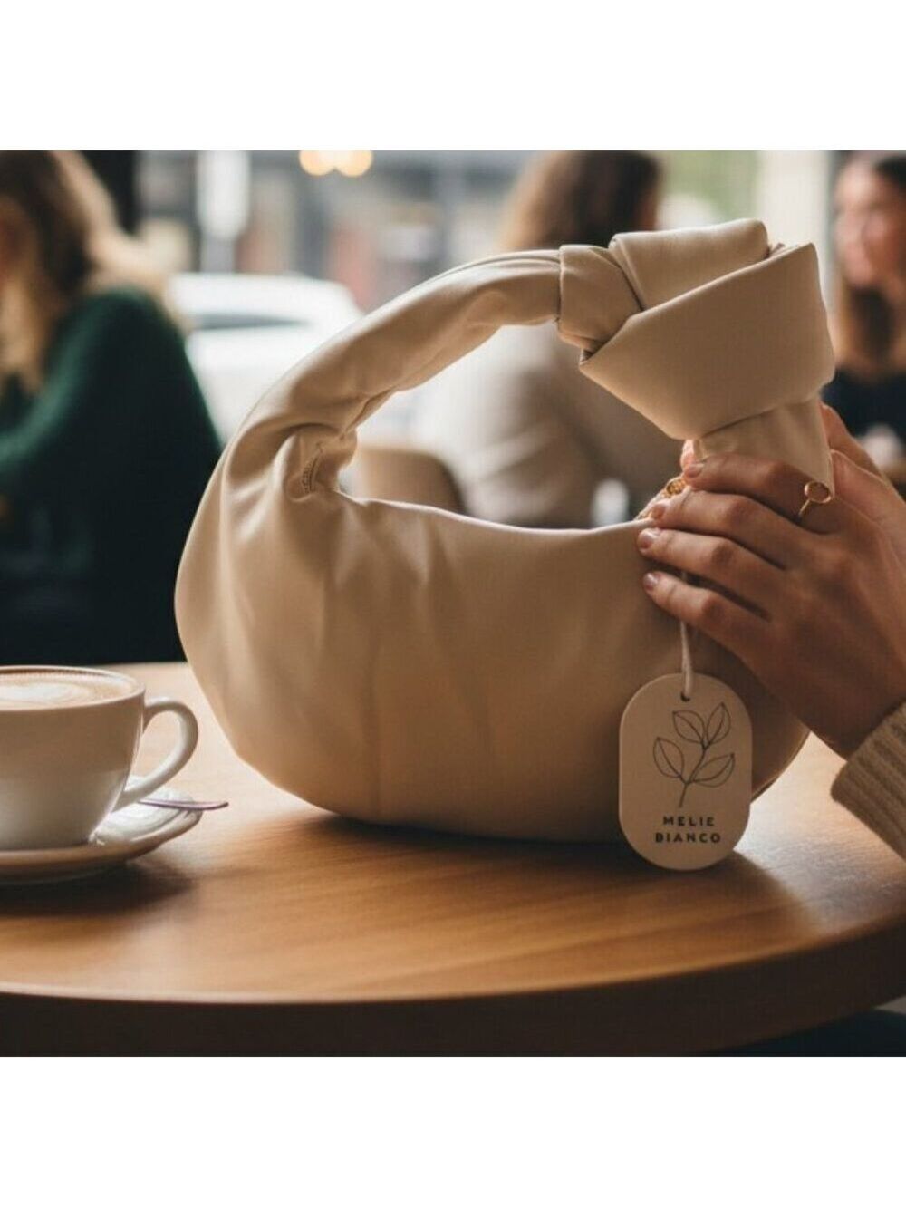✨Melie Bianco Knotted Hobo Shoulder Bag (NWT) – Soft Cream | Chic & On-Trend ✨